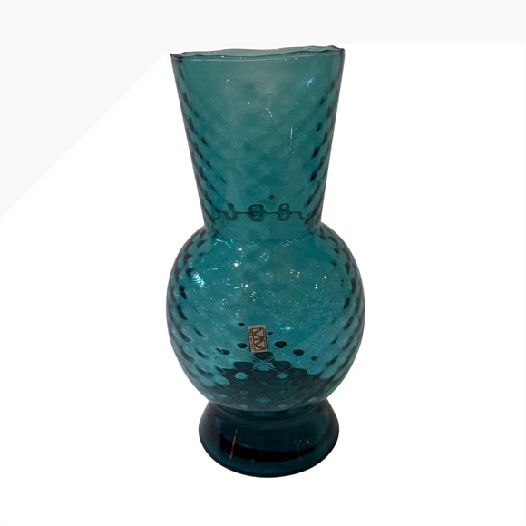 Made in Italy Other - Vintage Made In Italy Empoli Blue Art Glass Vase Diamond Optic Genie Bottle